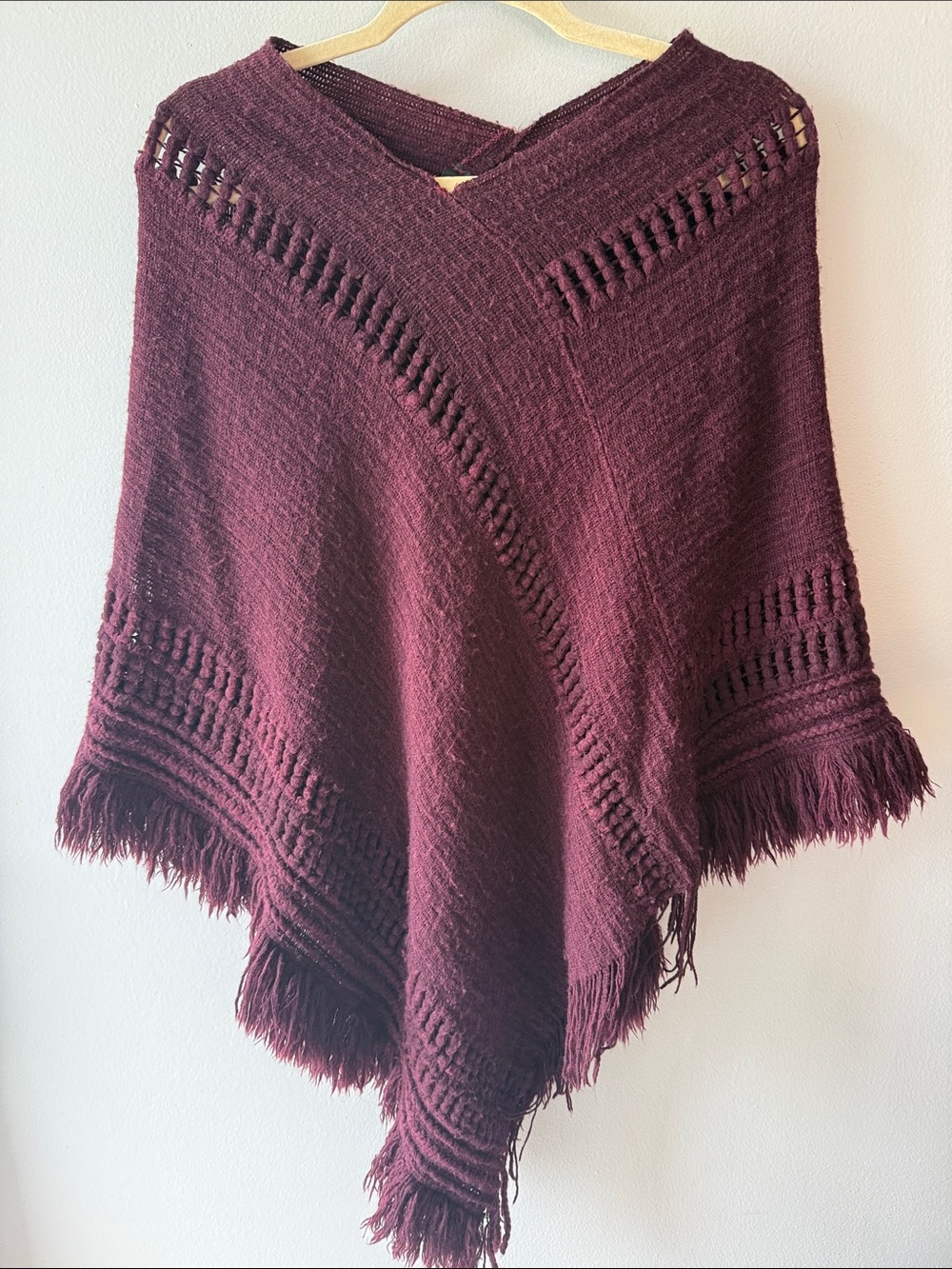 Burgundy Knit Poncho Sweater
